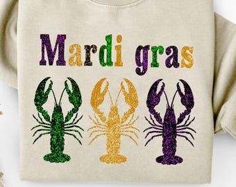 Crawfish Mardi Gras PNG, Louisiana Crawfish Carnival Design, Festive Sublimation, Digital Download