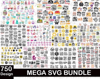 Mega SVG Bundle, T Shirt Designs SVG, SVG Files for Cricut, Silhouette Cut Files, Clipart, Svg for Shirts, 750 Design Svg Bundle, Svg Files