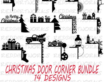 Coins de porte de Noël Svg, nain de Noël, Svg Gingerman, Svg Noël, père Noël Svg, Noël découpé au laser, Glowforge Svg, décoration de porte de vacances