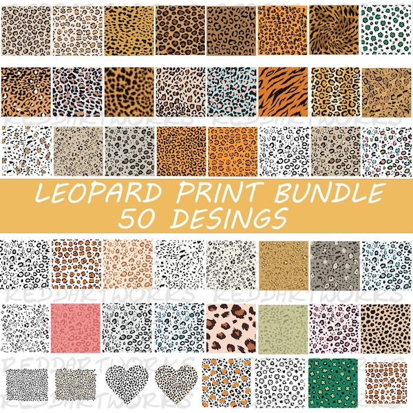 Leopard Print SVG Bundle, Cheetah Print SVG Bundle, Leopard Svg, Leopard Print Png, Cheetah Print Png, Leopard Heart Svg, Silhouette Cricut