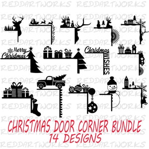 Esquinas de puerta navideñas Svg, Gnomo navideño, Gingerman Svg, Svg navideño, Svg de Papá Noel, Corte láser navideño, Svg Glowforge, Decoración de puerta navideña