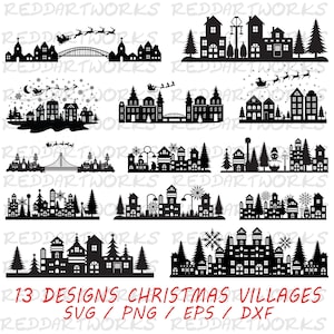 Christmas Villages SVG Bundle | Christmas Houses SVG Cut Files for Cricut | Winter Christmas Scene SVG | Digital Download