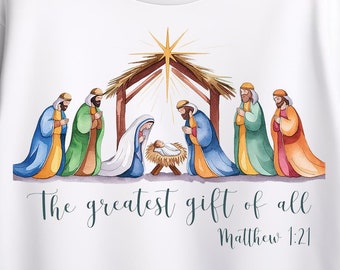 Christmas Nativity Coquette PNG, Greatest Gift, Sublimation Design (Digital Download)