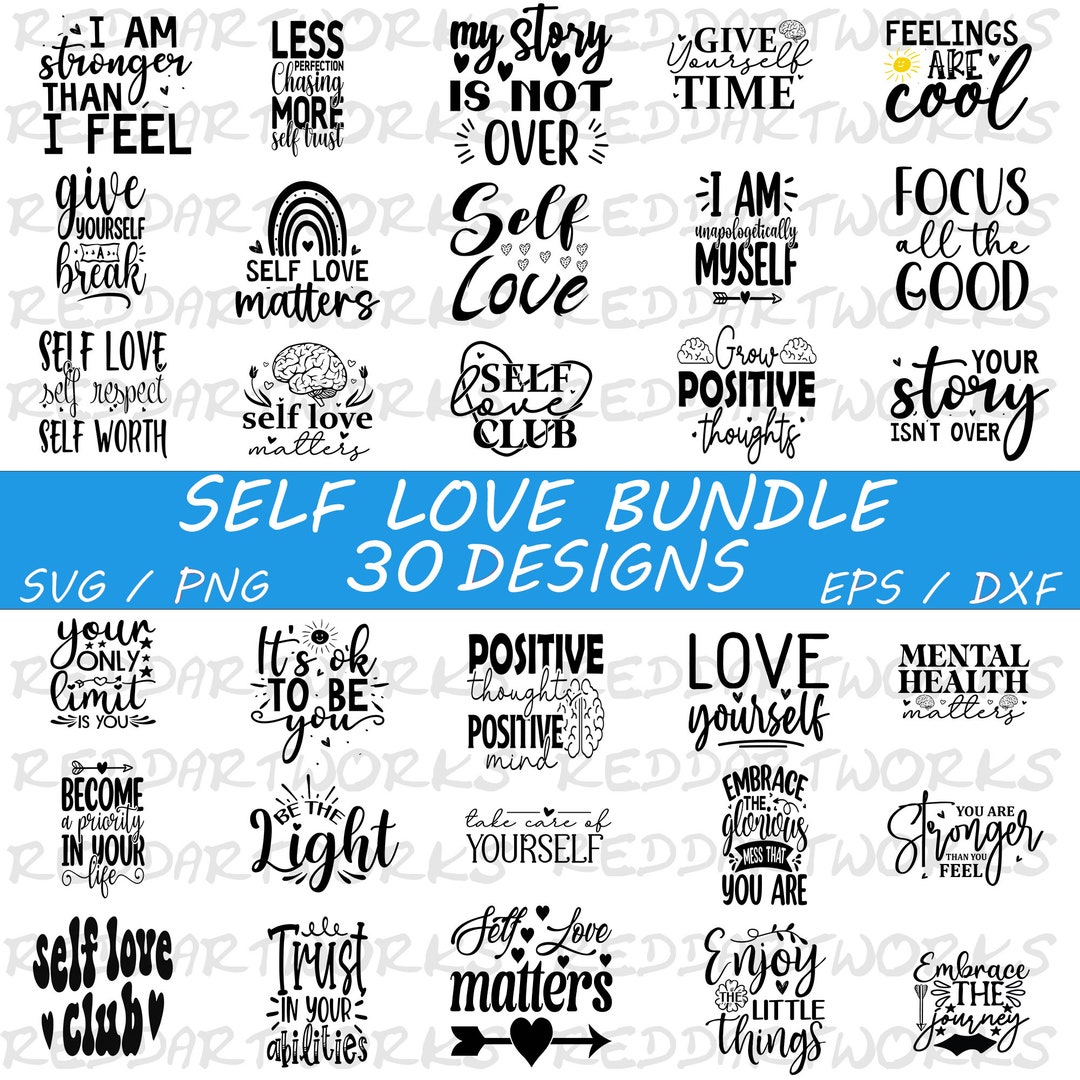 Self Love SVG Bundle, Self Love Club, Mental Health SVG, Love Yourself ...