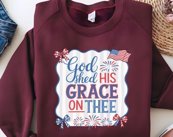 Patriotischer Christ 4. Juli PNG, Gott vergießt Seine Gnade (Digitaler Download)