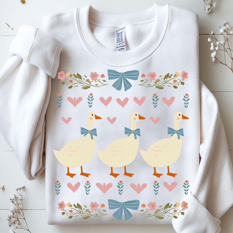Retro Blue Ribbon Goose PNG, Cute Groovy Aesthetic Clipart, Floral Mama Goose PNG, Mama Shirt PNG, Mothers Day Design Png