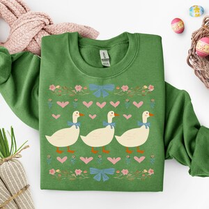 Retro Blue Ribbon Goose PNG, Cute Groovy Aesthetic Clipart, Floral Mama Goose PNG, Mama Shirt PNG, Mothers Day Design Png