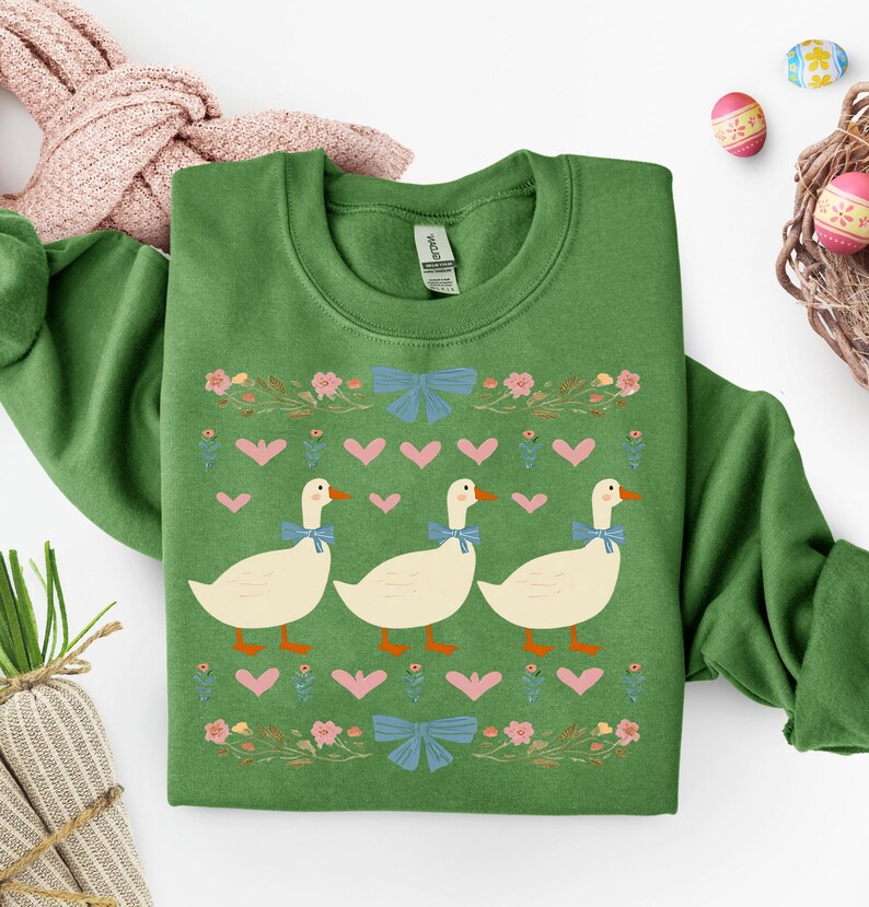 Retro Blue Ribbon Goose PNG, Cute Groovy Aesthetic Clipart, Floral Mama Goose PNG, Mama Shirt PNG, Mothers Day Design Png