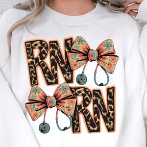 Floral RN Stethoscope Bow PNG: Nurse Life Design (Digital Download)