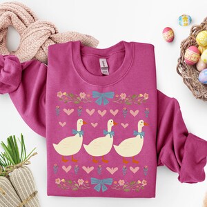 Retro Blue Ribbon Goose PNG, Cute Groovy Aesthetic Clipart, Floral Mama Goose PNG, Mama Shirt PNG, Mothers Day Design Png