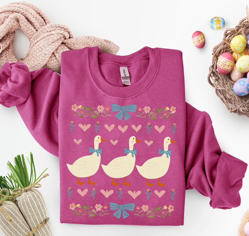 Retro Blue Ribbon Goose PNG, Cute Groovy Aesthetic Clipart, Floral Mama Goose PNG, Mama Shirt PNG, Mothers Day Design Png