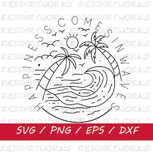 Geluk komt in Golven SVG, Golven SVG, Strand SVG, Zomer Shirt Svg, Positieve Svg, Zomer Vacay Vibe, Geluk Svg, Zomervakantie Svg