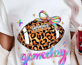 Coquette Leopard Football PNG, Game Day Design (Digital Download)