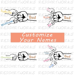 Fist Bump Set SVG, Father&#39;s Day SVG Bundle, Dad Gift From Kid, Baby Toddler Kid Dad Fist Bump Svg, Customized Name Svg, Svg Files for Cricut