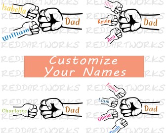 Fist Bump Set SVG, Father's Day Gift, Customized Name SVG (Digital Files)