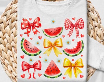 Kokette Wassermelone PNG: Sommer Schleifen Design (Digitaler Download)