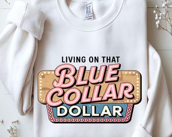Blue Collar Dollar PNG, Retro Western Design (Digital Download)