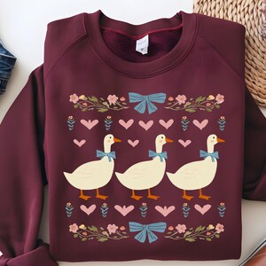 Retro Blue Ribbon Goose PNG, Cute Groovy Aesthetic Clipart, Floral Mama Goose PNG, Mama Shirt PNG, Mothers Day Design Png