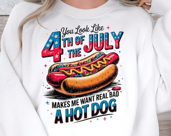 Retro Hot Dog 4th of July PNG, Patriotic Design (Digital Download)