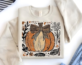 Boho Floral Pumpkin PNG, Retro Fall Design (Digital Download)