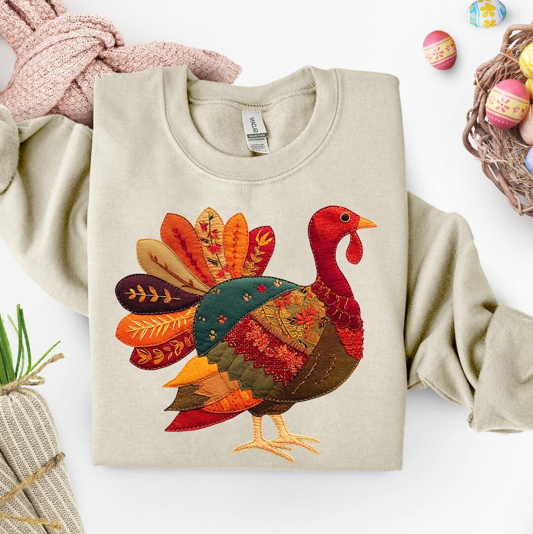 Patchwork Turkey Pattern Patchwork Turkey PNG, Cozy Autumn Thanksgiving PNG, Farmhouse Fall ...