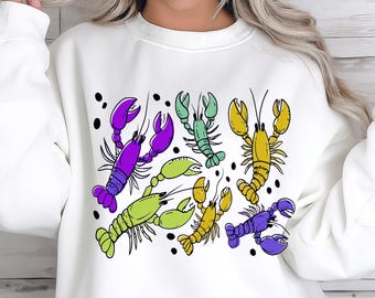 Crawfish Mardi Gras PNG Design, Louisiana Cajun Crawfish Beads Sublimation, Digital Download