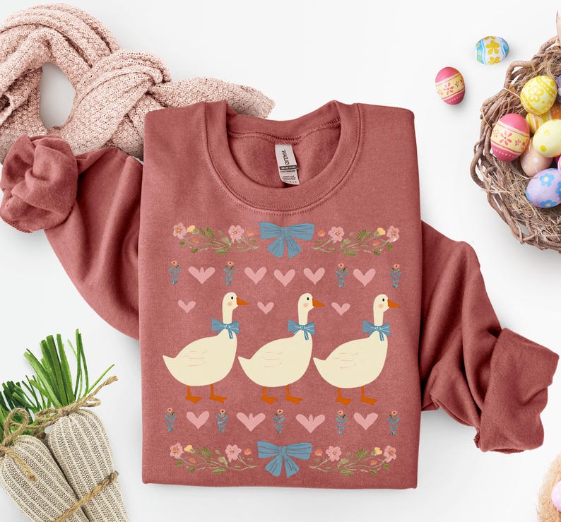 Retro Blue Ribbon Goose PNG, Cute Groovy Aesthetic Clipart, Floral Mama Goose PNG, Mama Shirt PNG, Mothers Day Design Png