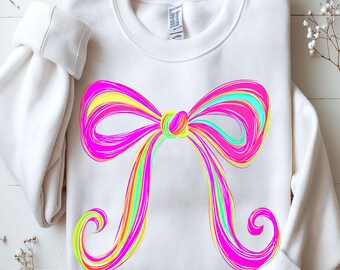 Neon Coquette Bow PNG, Back To School Design (Digital Download)