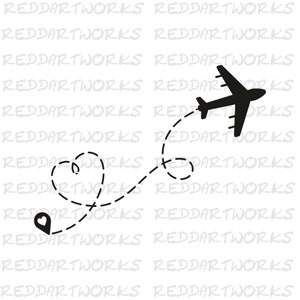 Avião Coração Svg, Linha Pontilhada Svg, Avião Svg, Viagem Svg, Avião Voador Svg, Rota De Avião Svg, Avião Svg Crianças, Love Travel Svg