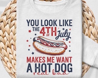Retro Hot Dog 4th of July PNG, Patriotic Design (Digital Download)