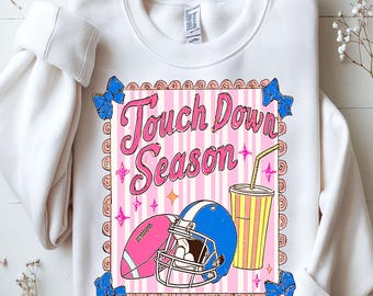 Preppy Football Season PNG: Touchdown Game Day Design (Digital Download)