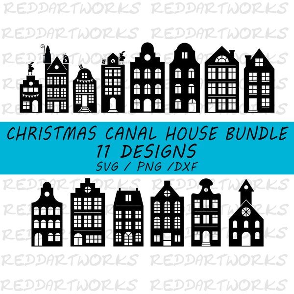 Christmas Canal House svg, Christmas village houses svg, Christmas houses svg bundle,winter canal house, svg files for cricut, silhouette