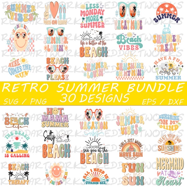 Retro Summer Bundle SVG, Beach SVG, Trending PNG, Funny Beach Quotes Svg, Summer Cut Files, Svg files for Cricut, Silhouette Svg File