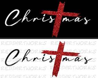 Merry Christmas Cross PNG, Faith Sublimation Design (Digital Download)