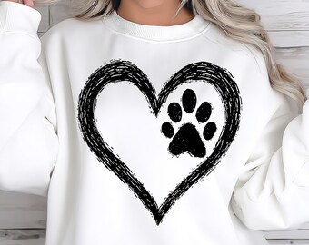Dog Paw Heart Valentines Day PNG, Pet Lover Valentine Sublimation Design Clipart, Digital Download