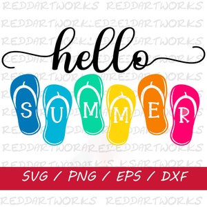 Hola Verano SVG, Bienvenido Verano SVG, Signo de Verano SVG, Hola Verano Flip Flop Svg, Verano Svg, Archivos Svg para Cricut, Más Popular Svg Png