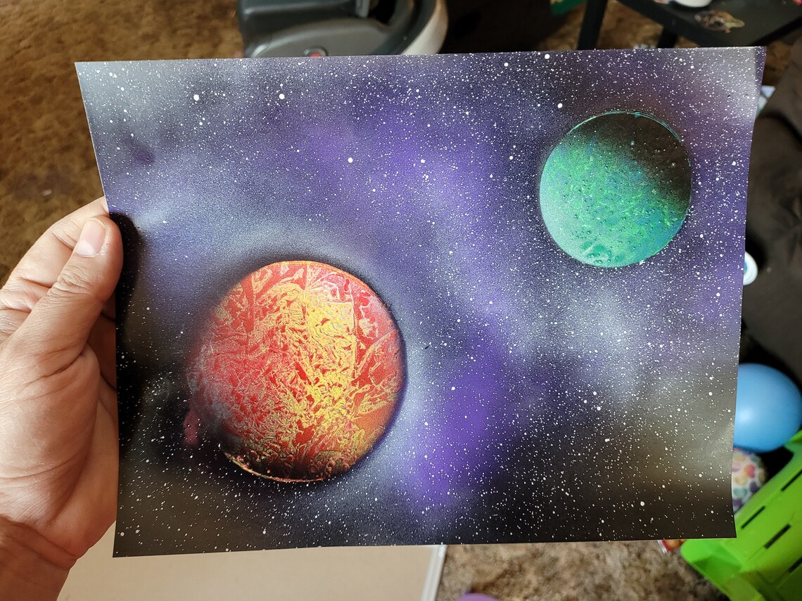 Galaxy spray paint art Etsy