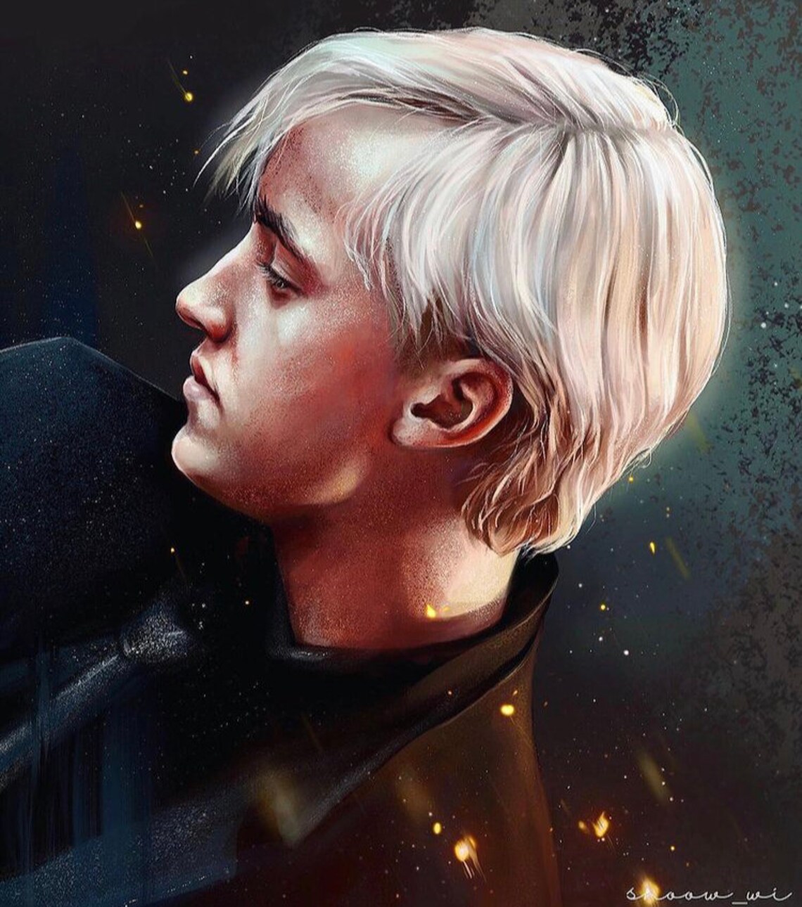Draco artwork Malfoy paintingTom Felton Slytherin art Harry Etsy
