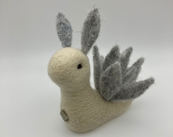 Needle Felted Nudi Sculpture with Pyrite Magnet