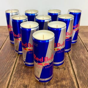 Red Bull Can Candle | Smells Like The Drink | Bubblegum | Scented Soy Wax | Cool Quirky Fun Gift Ideas | Energy Drink | Redbull |