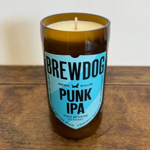 Brewdog Punk IPA Bottle Candle | Natural Scented Soy Wax | Cool Unique Quirky Fun Gift Present | Craft Beer Lover | Glass