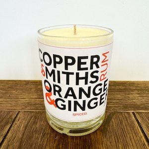 Coppersmiths Rum Bottle Candle | Spiced Orange | Soy Wax | Glass Bottle | Artisan Present Gift Home Lovely Unique | Handmade UK
