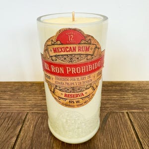 El Ron Prohibido Rum Bottle Candle | Spiced Orange | Soy Wax | Upcyled Handmade Artisan Hand Crafted | Rum Lover | Strong Scented
