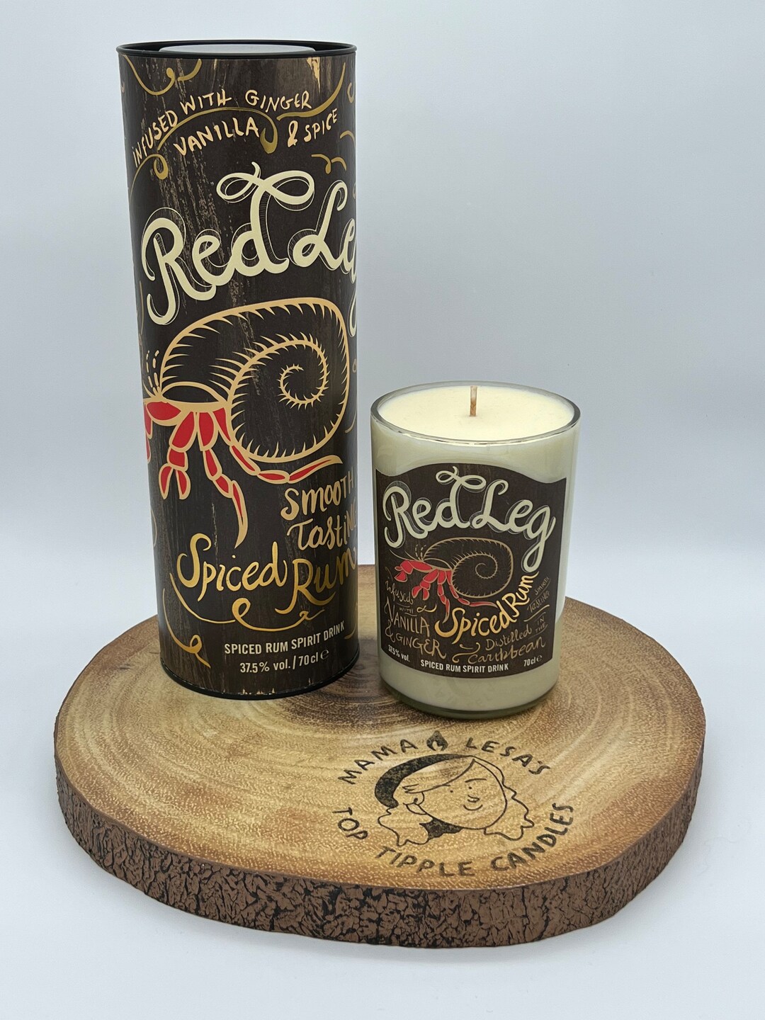 Red Leg Rum Candle Spiced Orange Soy Wax Scented Glass Bottle Unique