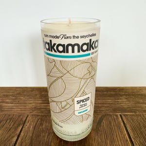 Takamaka Rum Bottle Candle | Lemongrass & Ginger | Soy Wax | Handmade Artisan Present Gift Lovely Unique | Home Bar Man Cave Decor