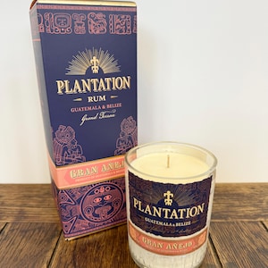 Plantation Rum Bottle Candle | Spiced Orange | Soy Wax | Unique Gift Large Luxury Special | Handmade Crafted Glass Cutting | Planteray Rum