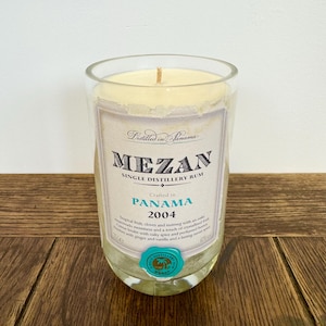Mezan Rum Bottle Candle | Spiced Orange | Soy Wax | Upcyled Handmade Artisan Hand Crafted Popular Man Cave | Panama Gift