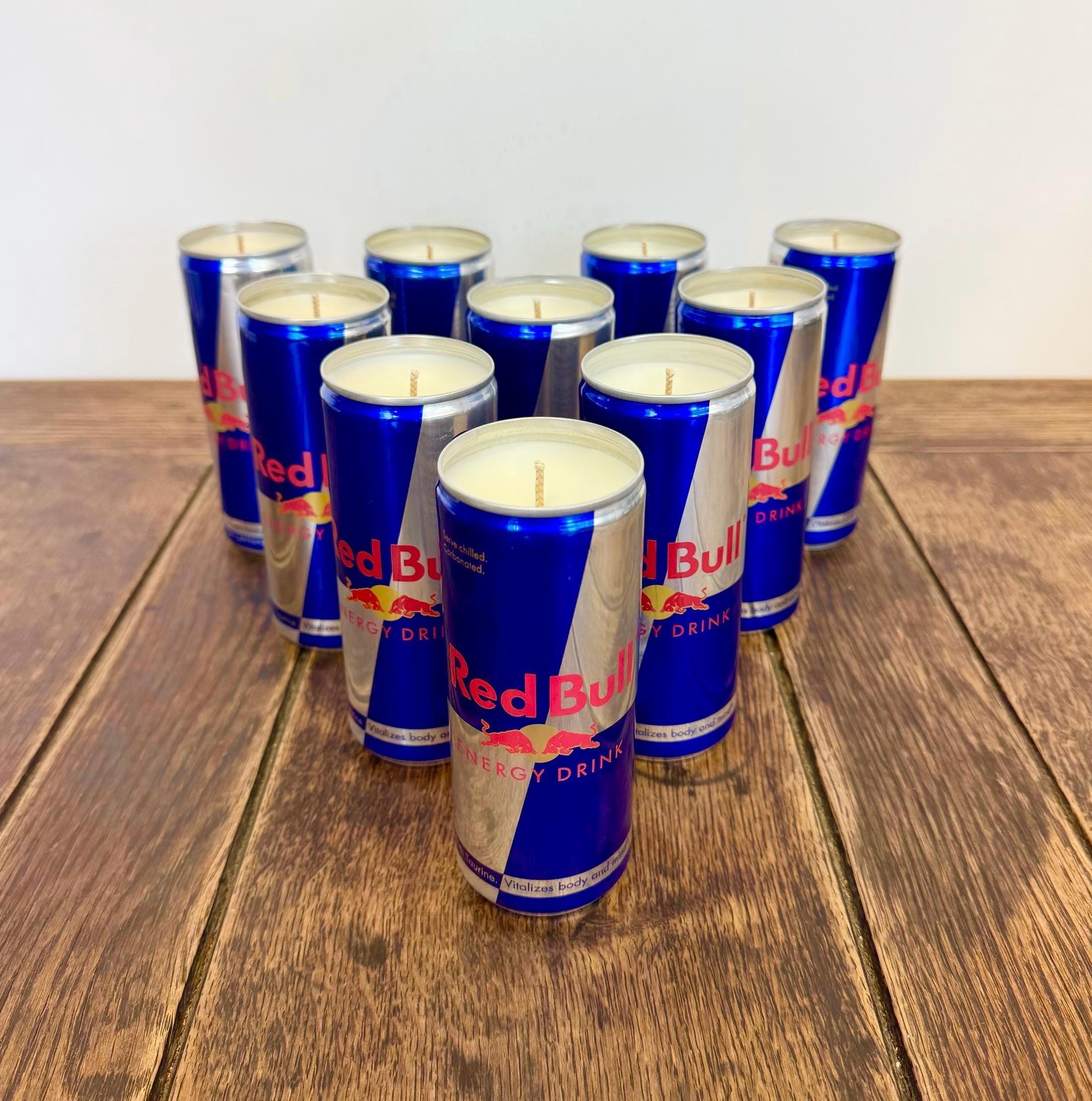 Red Bull Can Candle | Smells Like The Drink | Bubblegum | Scented Soy Wax | Cool Quirky Fun Gift Ideas | Energy Drink | Redbull |