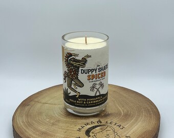 The Duppy Share Rum Candle | Spiced Orange Scented | Soy Wax | Upcyled Handmade Recycled | Glass Bottle | Carnival London UK | Gift Present