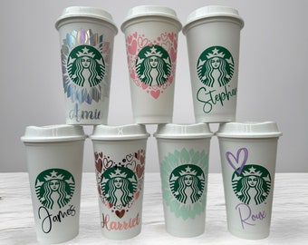 Starbucks | Reusable Cup | Personalised | Hot Coffee Cup | Travel Mug | Teacher  | Gifts | For Her | White cup | Spring | Summer | For Him |